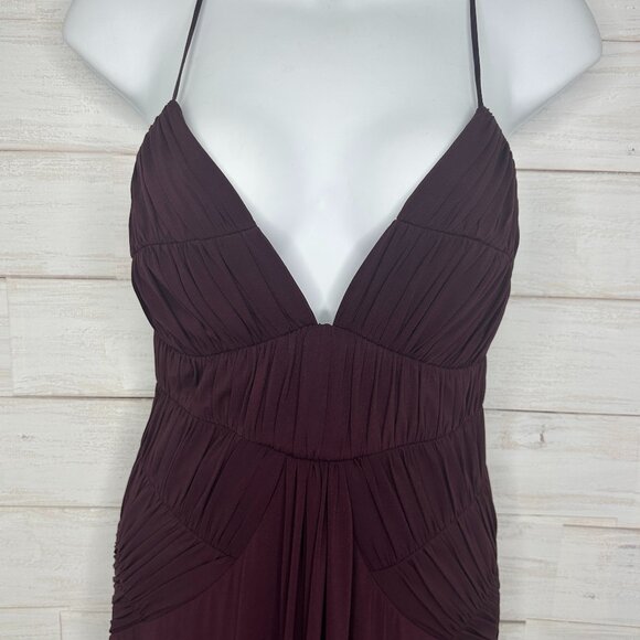 Laundry Shelli Segal Womens Gown Burgundy Strappy Low Back Jersey Knit Size 4 - Picture 2 of 10